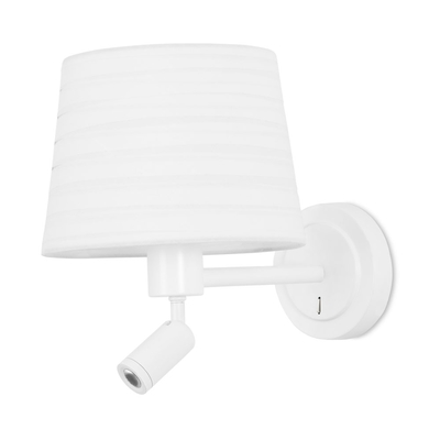 Blanc Matt White LED Wall Light with White Shade