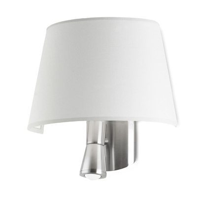 Flush LED Satin Nickel Wall Light with White Shade