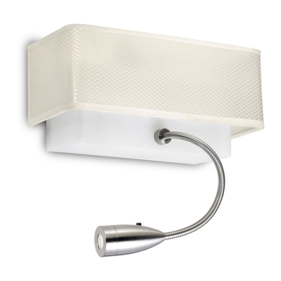 Rectangular White Wall Light with LED Spotlight