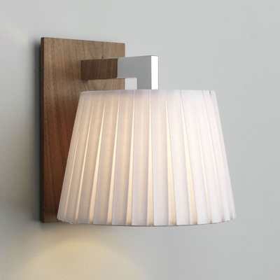 Walnut Wall Light with Pleated Shade