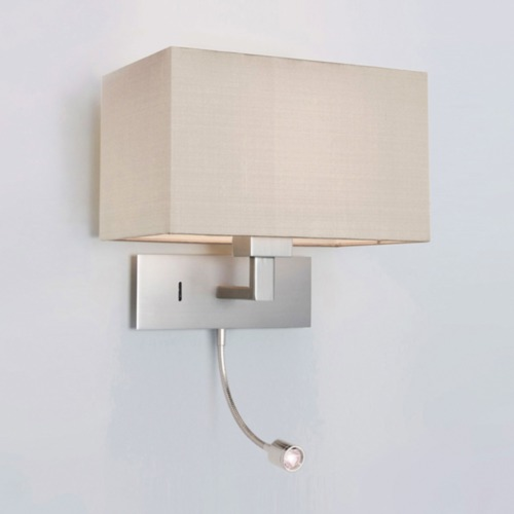 Large Matt Nickel Wall Light with LED Spotlight