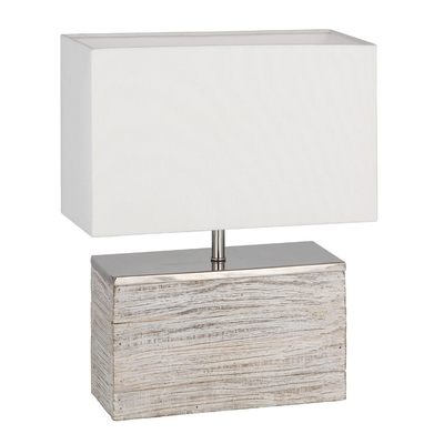 Grey Washed Wood Table Lamp with Cream Shade