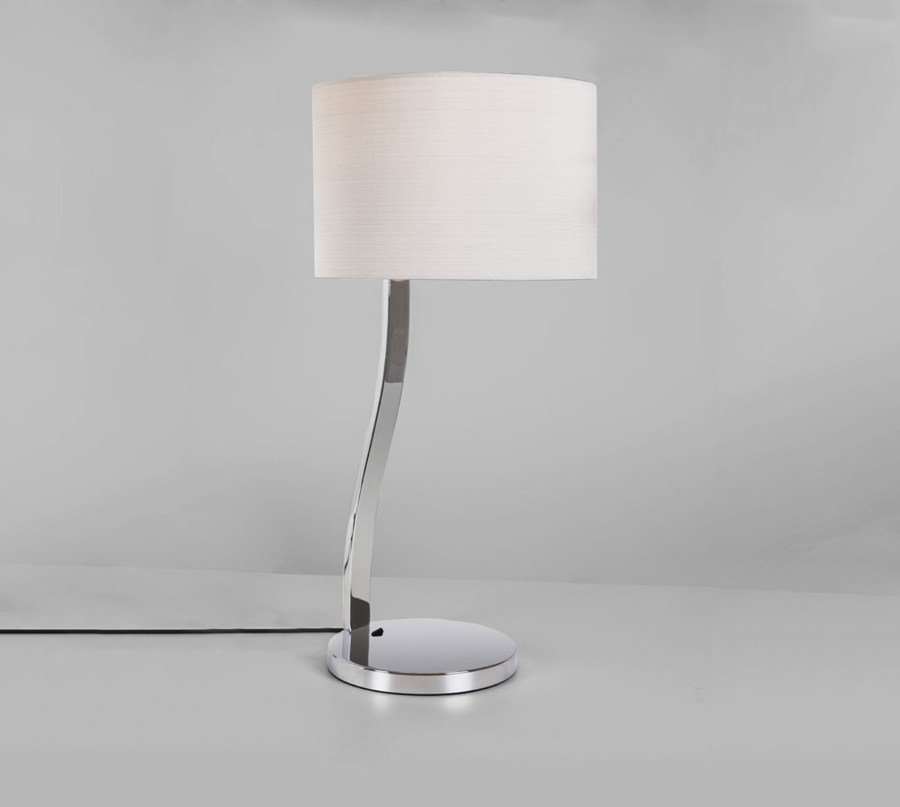 Leaning Polished Chrome Table Lamp