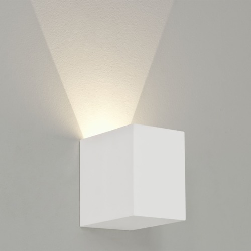 Cube Plaster up or Down Wall Light White