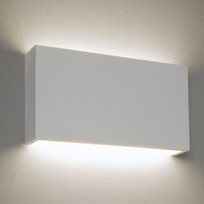 Horizontal Rectangular White Plaster LED Wall Light