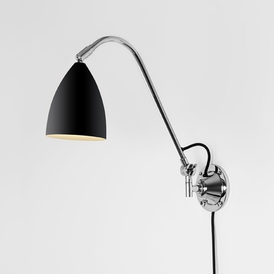 Black and Polished Chrome Adjustable Wall Light 