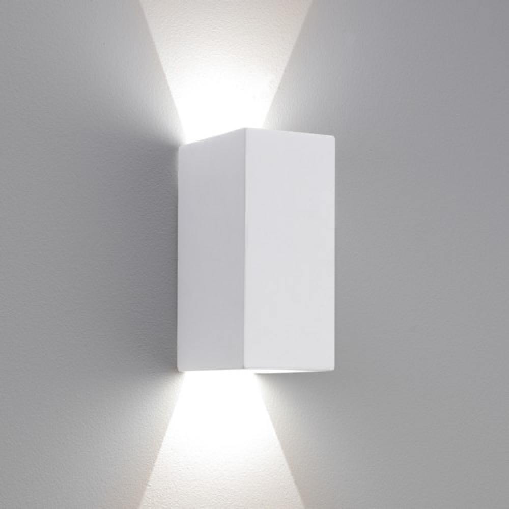 Rectangle Plaster LED Wall Light Small White