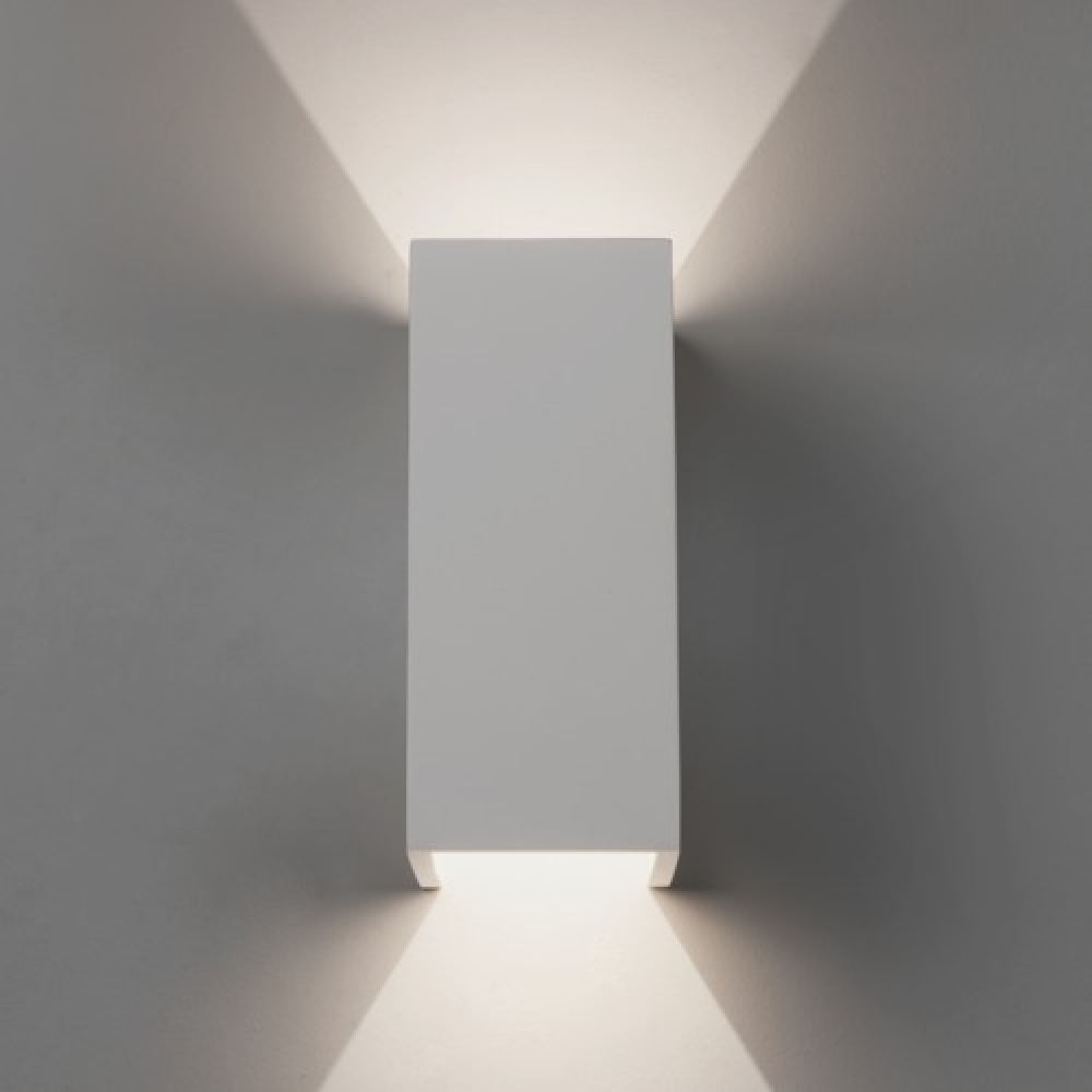 Rectangle Plaster LED Wall Light Large White