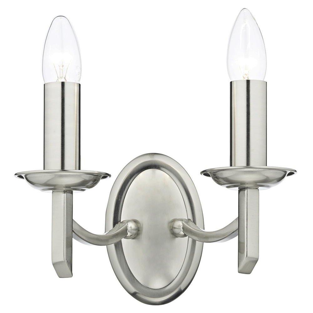 Ambassador Twin Light Satin Chrome Wall Light 