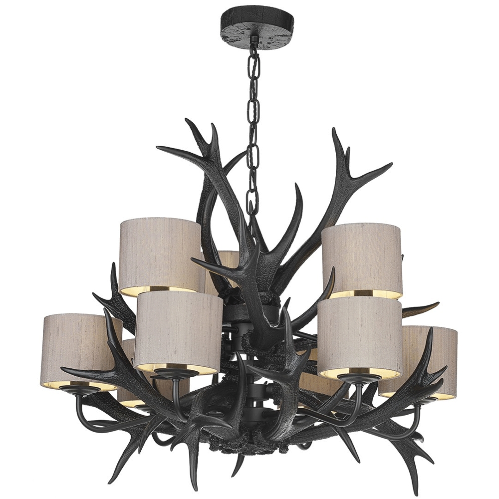 Antler 9 Light Black Pendant