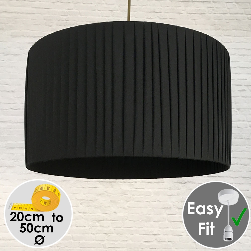 Black Pleated Drum Lampshade