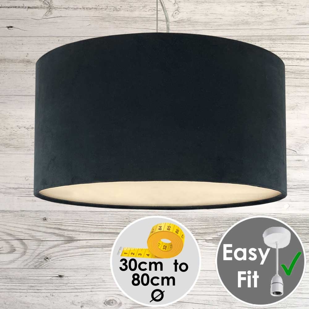 Black Velvet Drum Shade