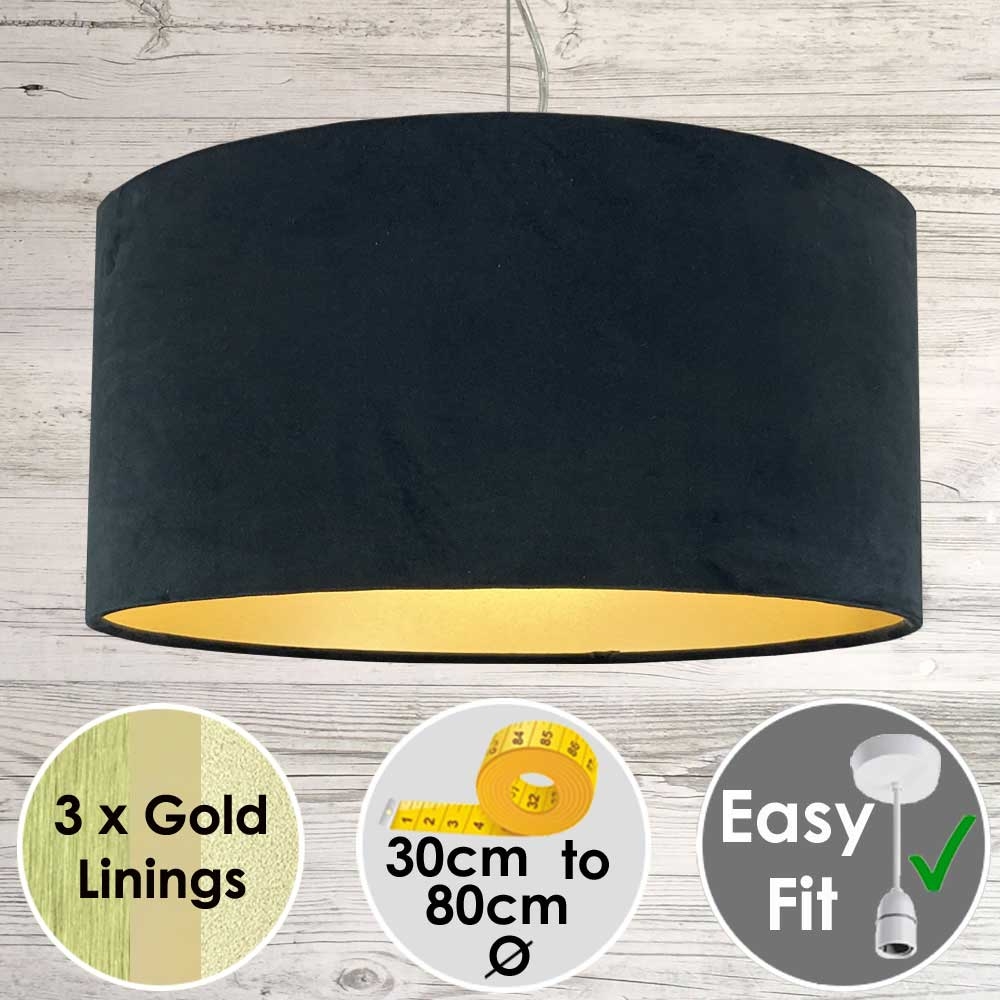 Black & Gold Velvet Light Shade			