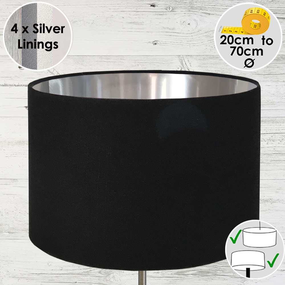 Black and Silver Drum Lampshade