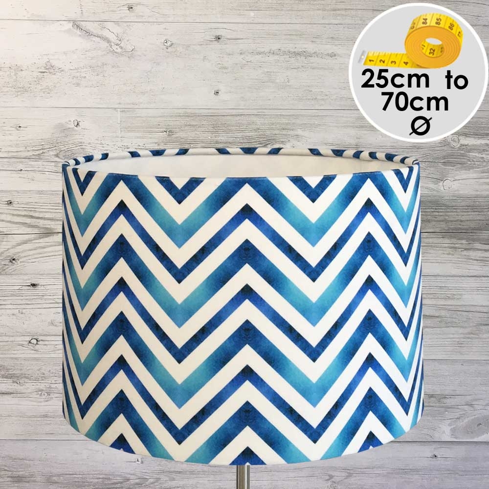 BLUE CHEVRON DRUM SHADE