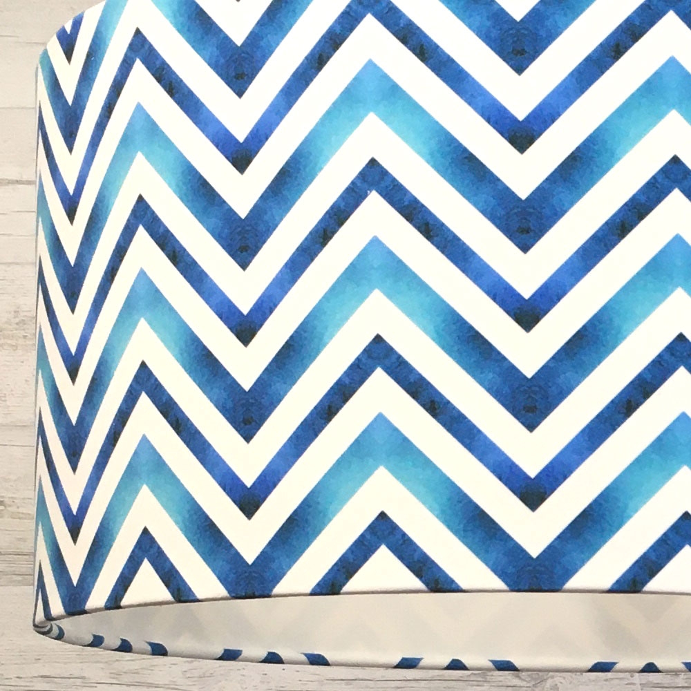 Blue Chevron Printed Lampshade