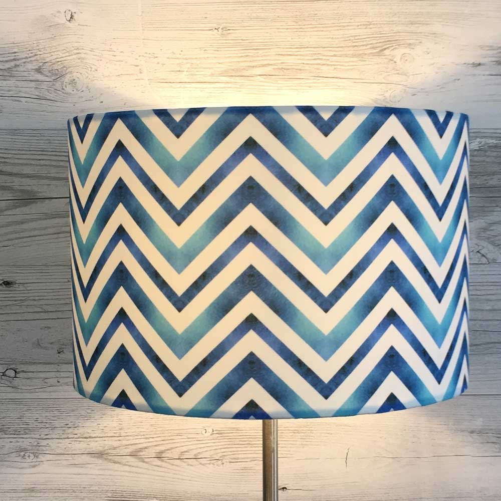 BLUE CHEVRON DRUM SHADE