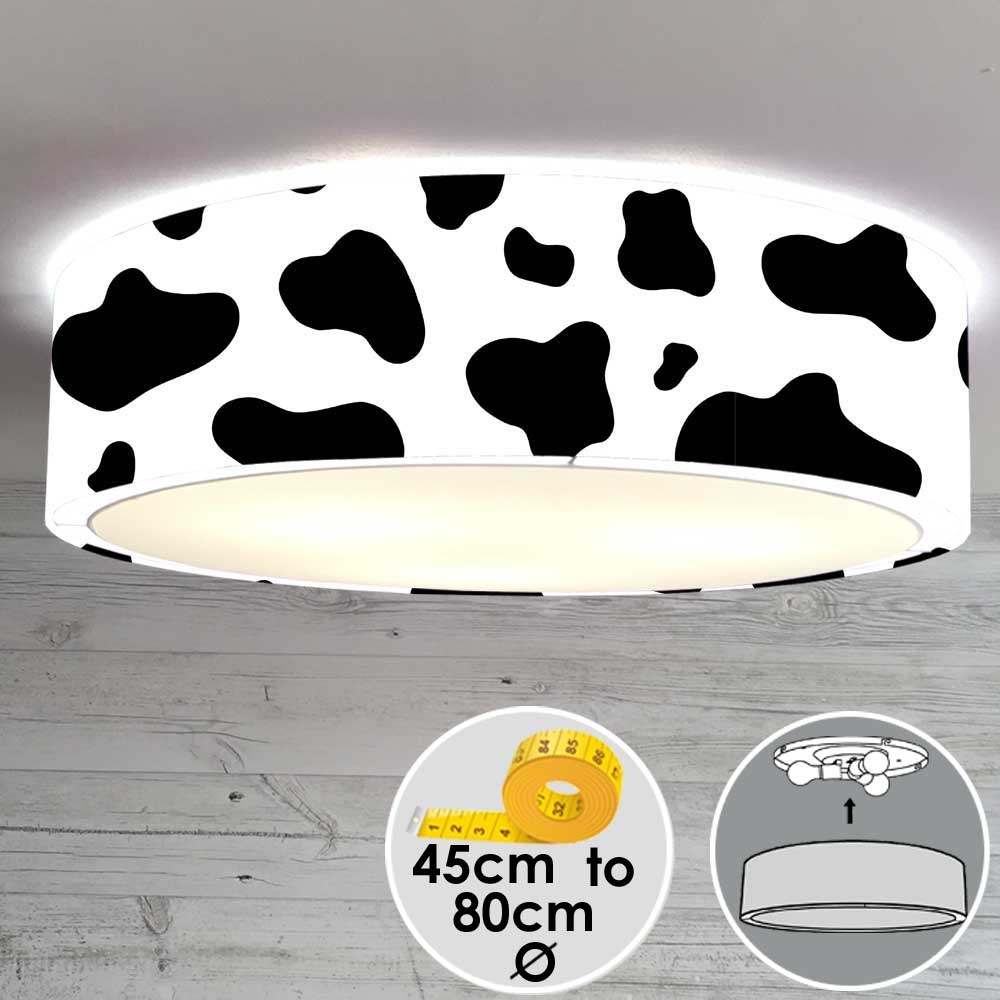 Flush Ceiling Light Cow Print 