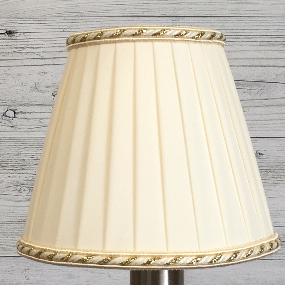 Pleated Cream and Gold Candle Shade