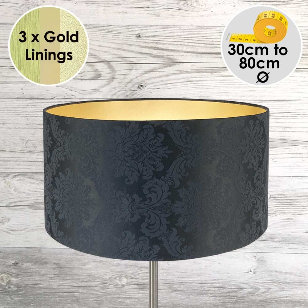 Darcy Drum Shade Black on Gold 			