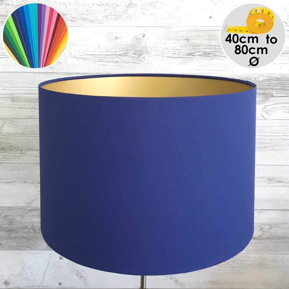 Extra Large Blue & Gold Drum Table Lamp Shade