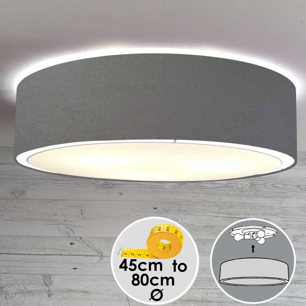 Flush Ceiling Shade Grey Linen