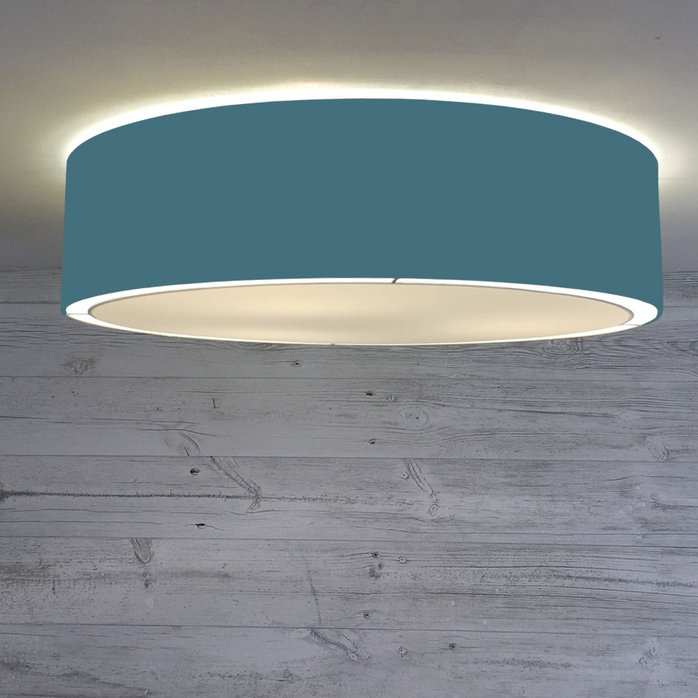 Flush Drum Ceiling Light Cadet Blue