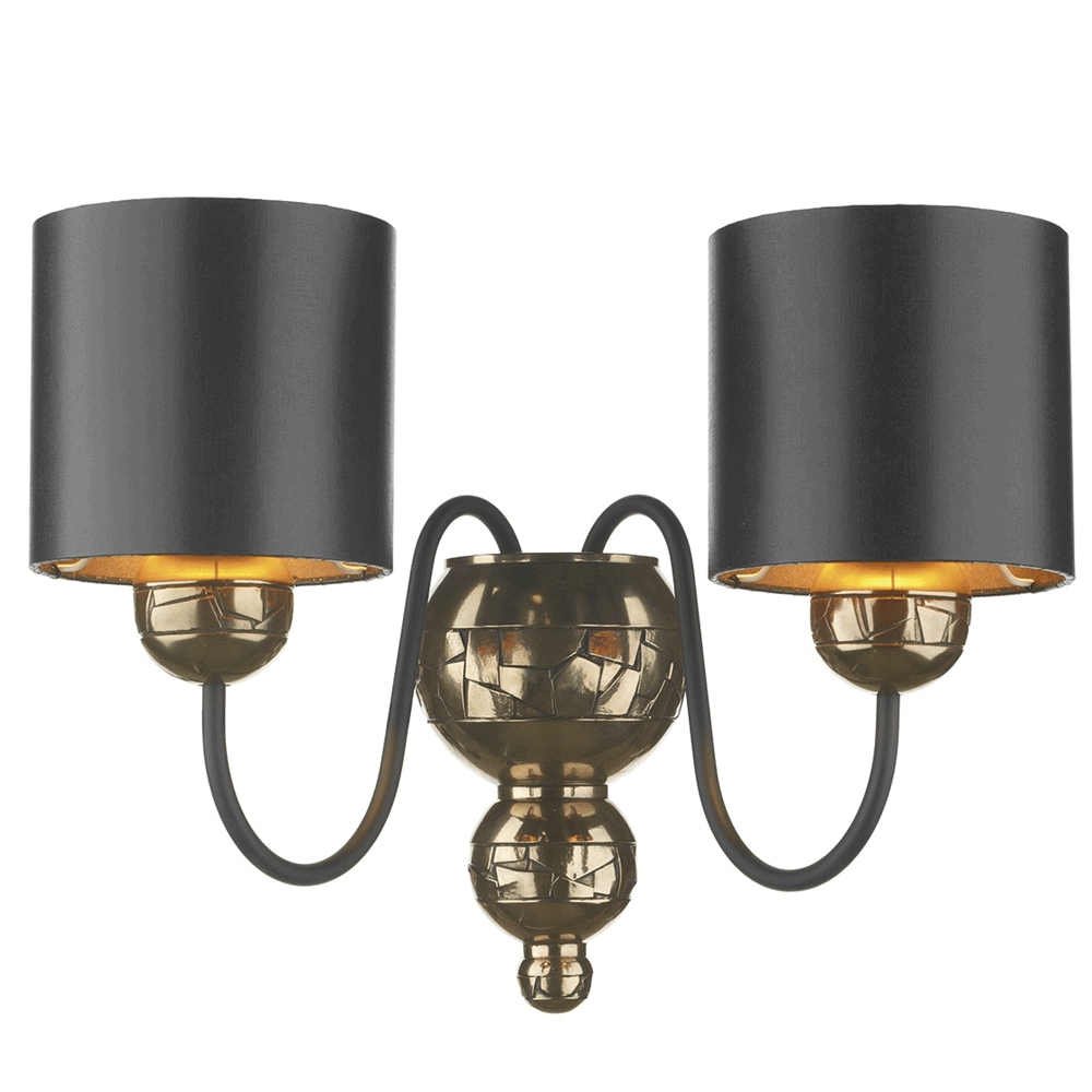 Garbo Bronze Wall Light Black Shades