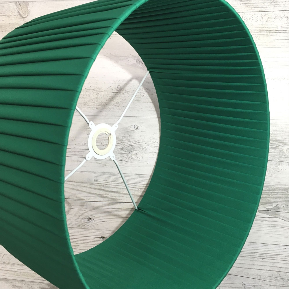 Green Pleated Drum Lampshade