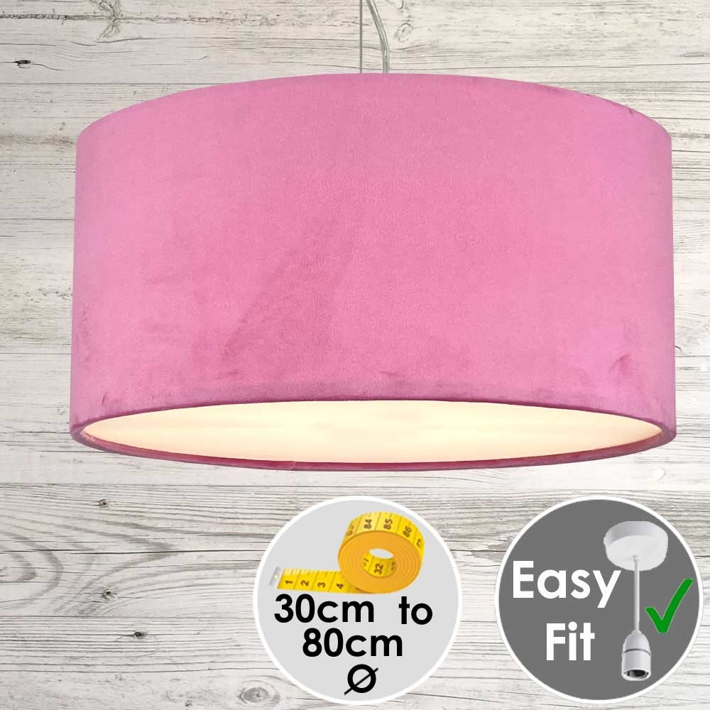 Hot Pink Velvet Drum Shade