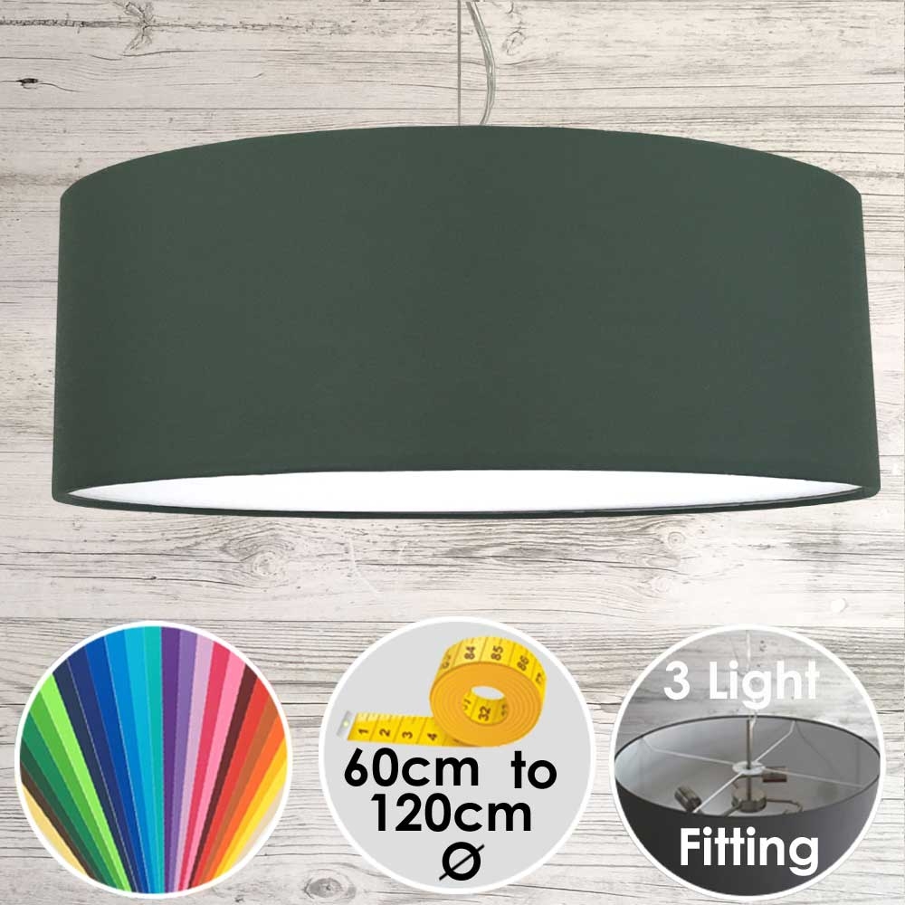 Large Drum Lampshade Dark Green